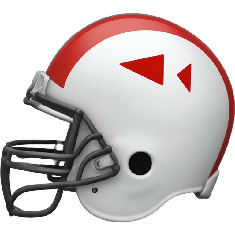 Red helmet with a white arrow painted on the side of the helmet with the letters KC in the arrow  emoji