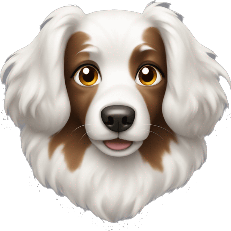 White dog with brown spots and long fluffy ears emoji