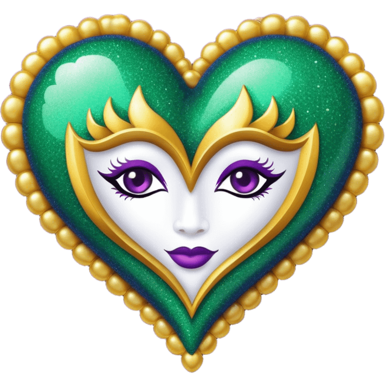 Mardi Gras glitter heart  emoji