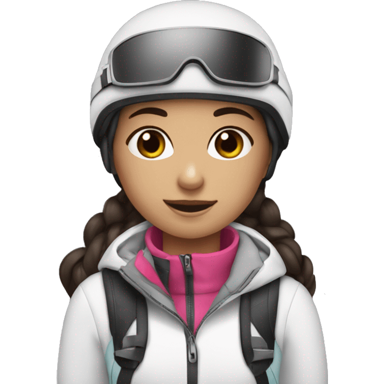 A Girl with dark hair is skiing￼ emoji