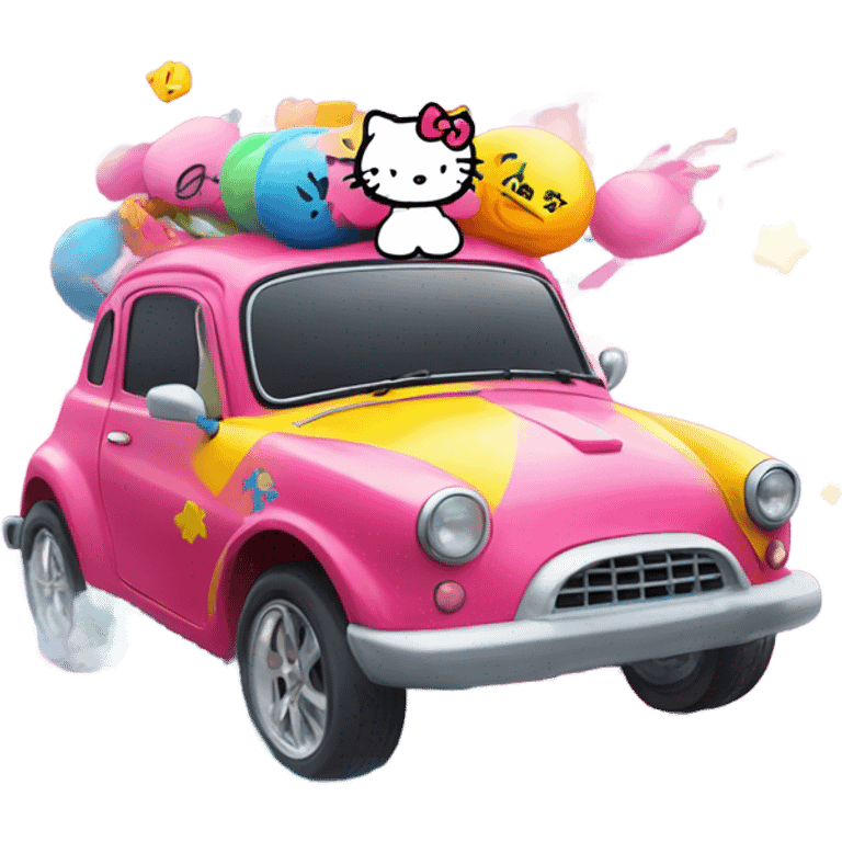 Hello Kitty drifting emoji