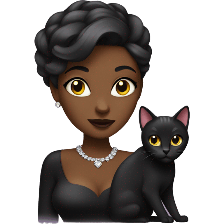 black cat diva emoji