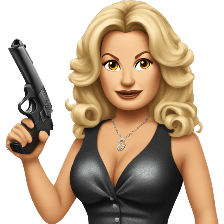 Jennifer Coolidge with the gun emoji