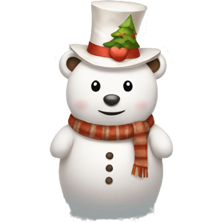 Snowman in a cute bear form wearing cute party hat emoji