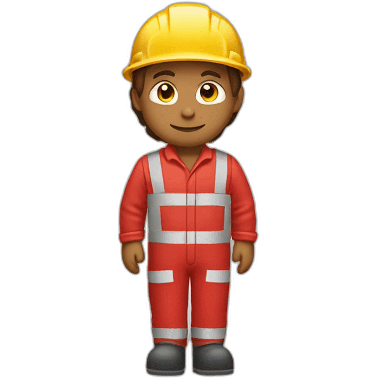 construction worker in red overalls and red helmet emoji