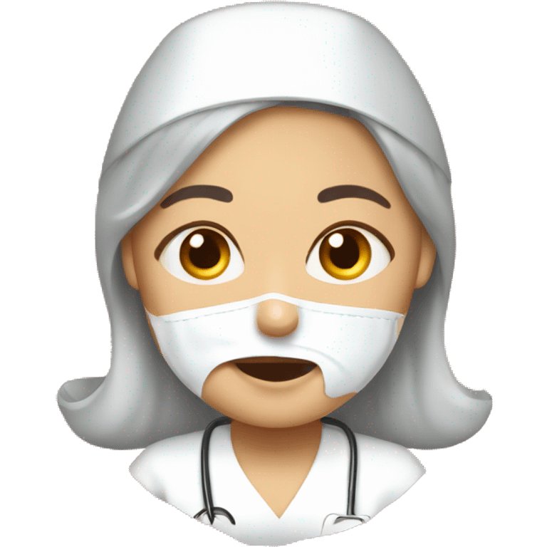 Nurse with white yogurt on her face emoji