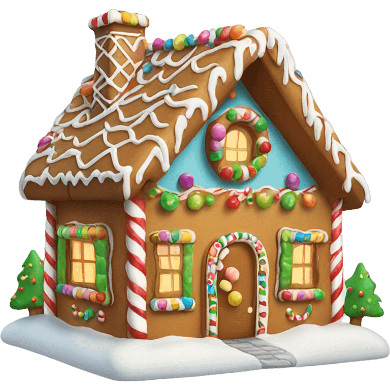 Colorful Gingerbread house for christmas emoji