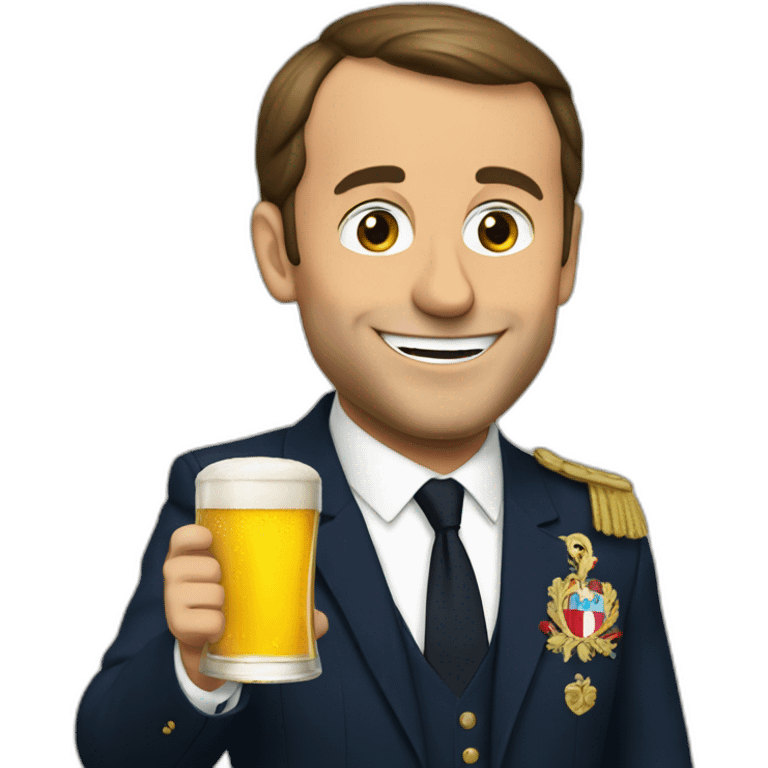 macron drinking a beer  emoji