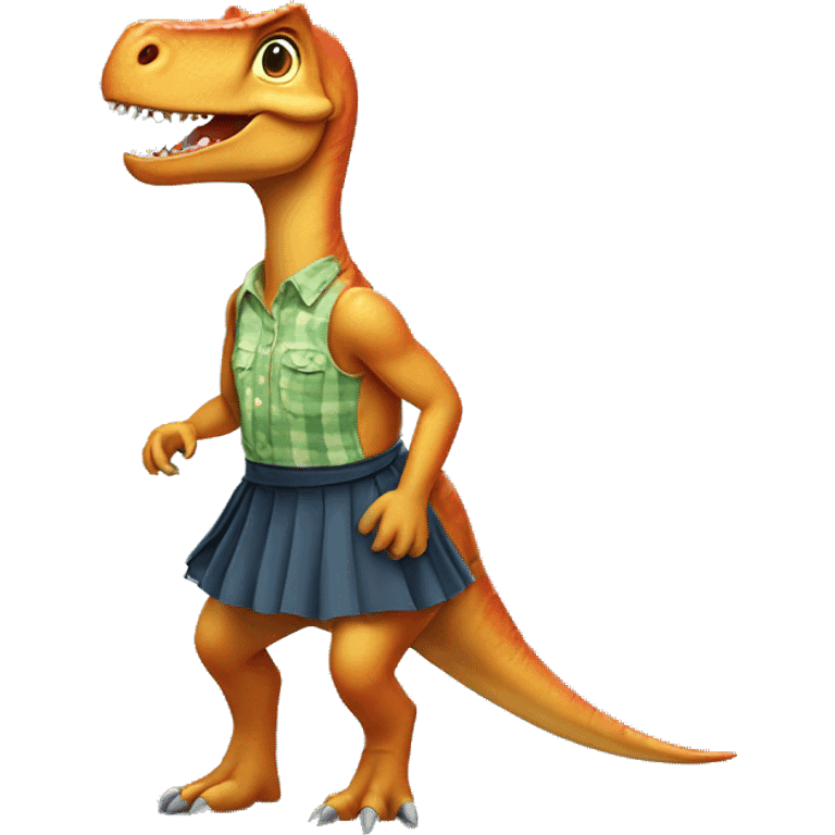 Dinosaur wearing a skirt emoji