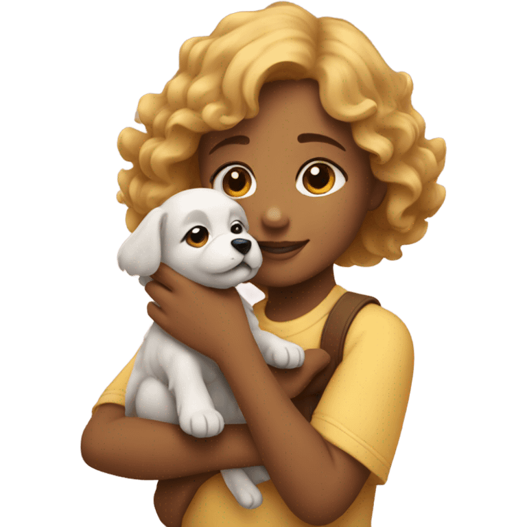 Girl petting puppy emoji