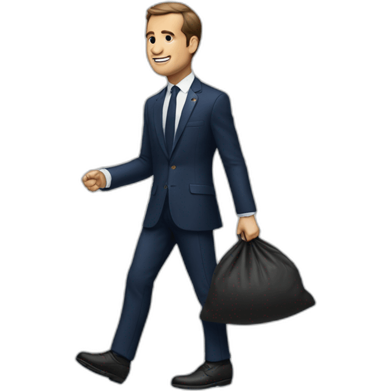 macron avec un sac poubelle emoji