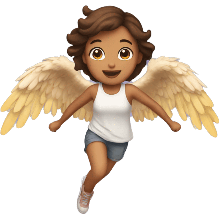 a girl flying with two chicken wings on her back emoji