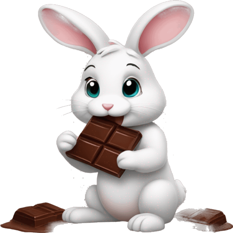 Cute bunny eating chocolate  emoji