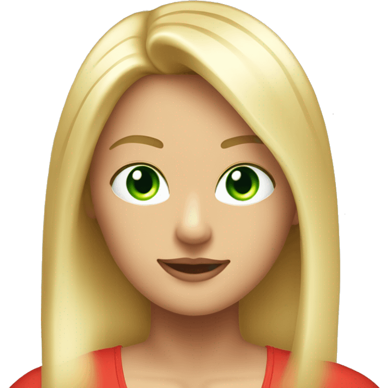 Very blonde blonde with straight hair with green very green light eyes with a red tank top with medium breasts emoji