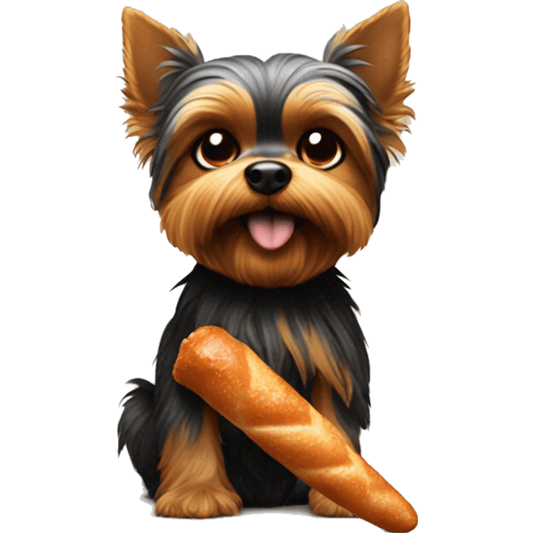 Evil Yorkie eating a giant chicken drumstick  emoji