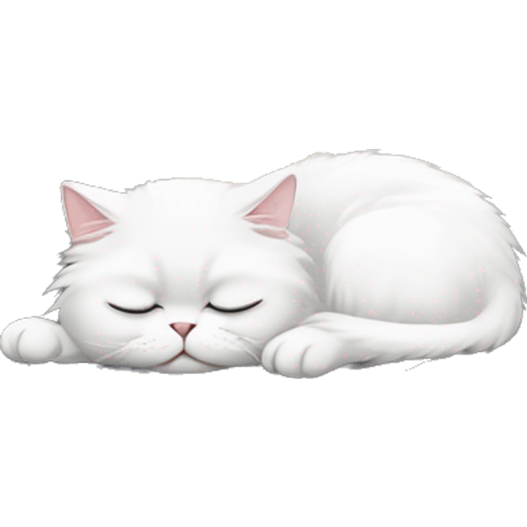 White Persian cat sleeping on crescent moon  emoji