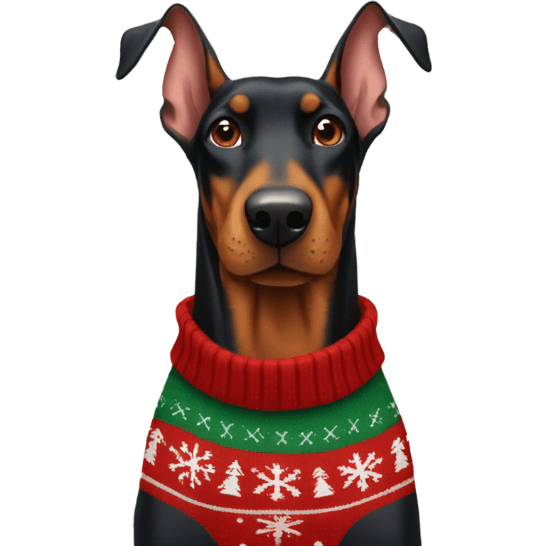 doberman with christmas sweater  emoji