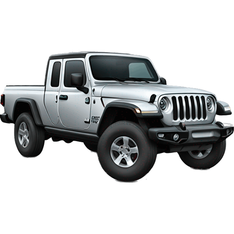 Realistic silver Jeep Gladiator truck. emoji