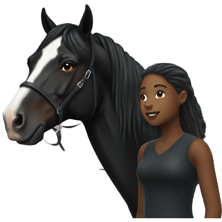 black horse and girl emoji