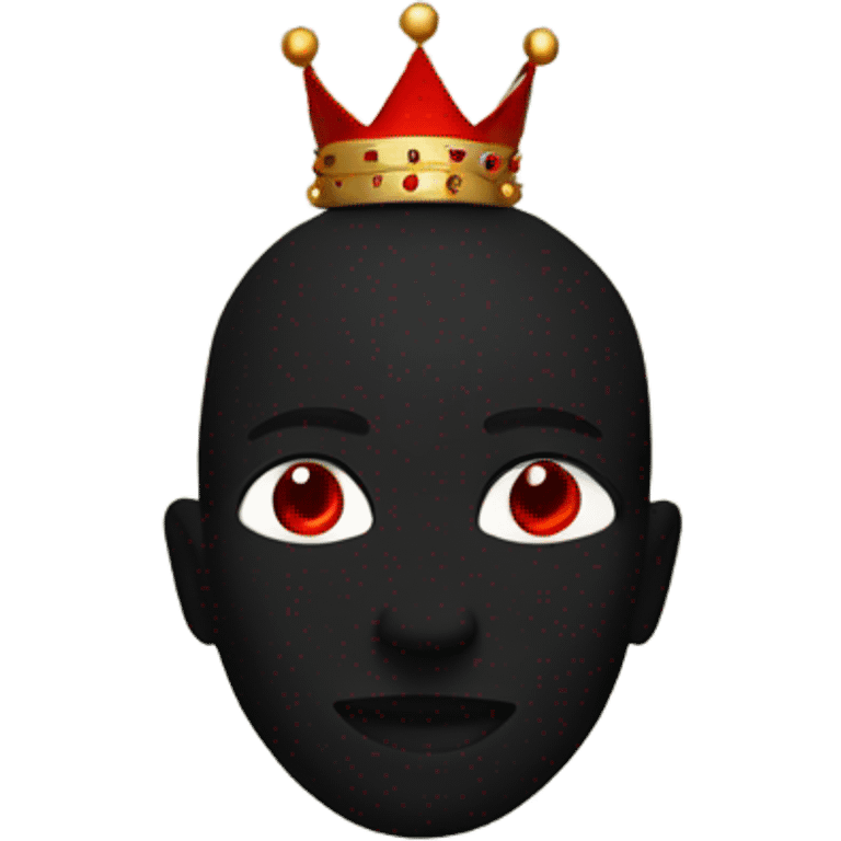 All black silhouette with crown and red eyes emoji