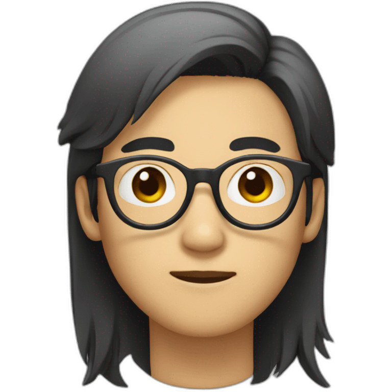 an asian with rounded glasses and black long hairs emoji