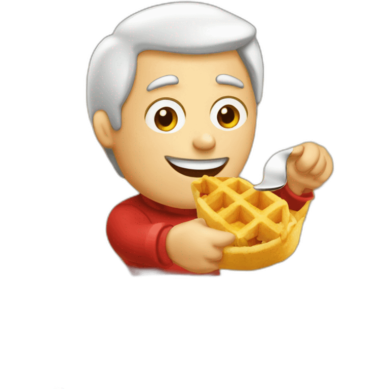 Belgian man eating French fries and a waffle emoji