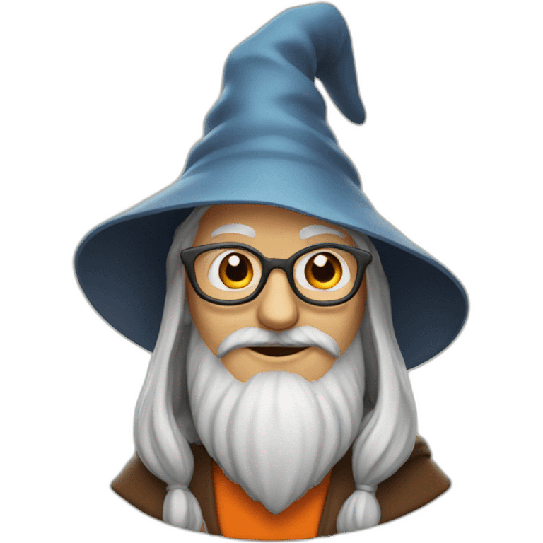 portrait of a wise wizard smiling, Merlin style, with an orange hat emoji