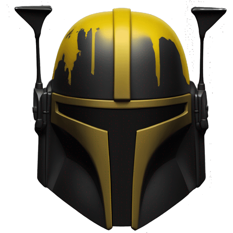 Gloss black and yellow mandalorian helmet with one antenna emoji