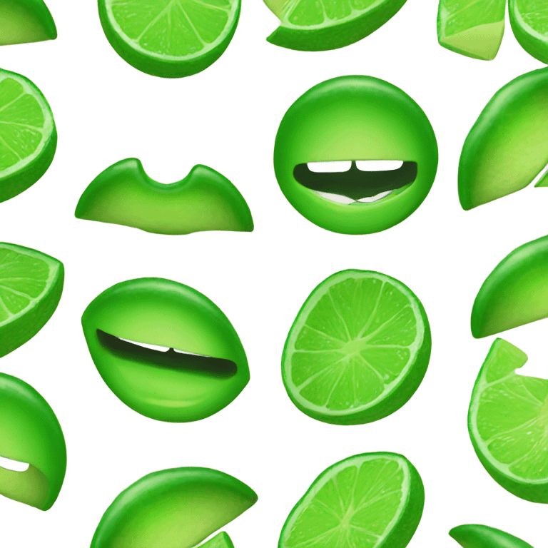 Green lips holding half a lime in mouth emoji