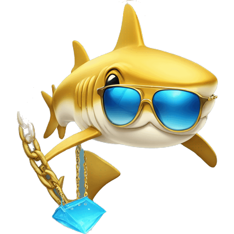 golden shark with chain and sunglasse emoji