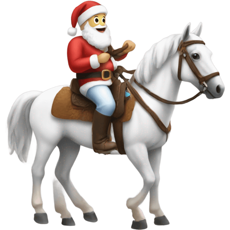 Santa riding a paint horse emoji