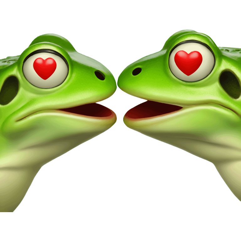 Kissing frogs with Heart and red lips emoji