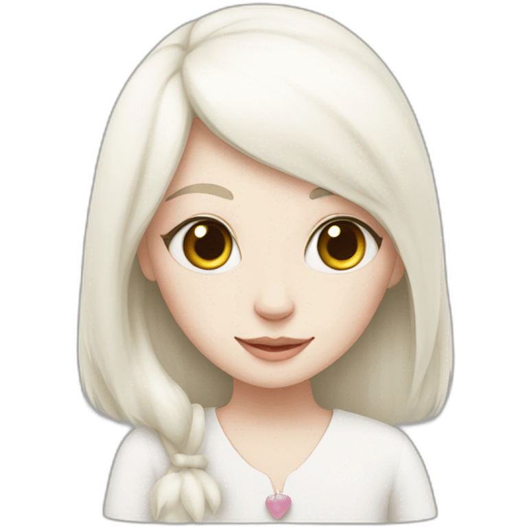 white cat and girl emoji