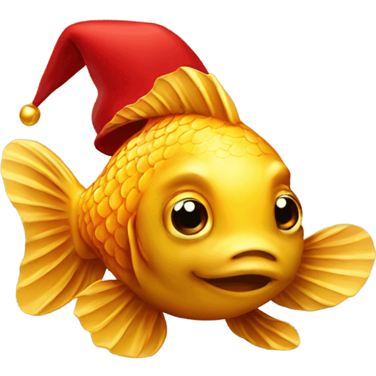 A golden fish with a red hat  emoji