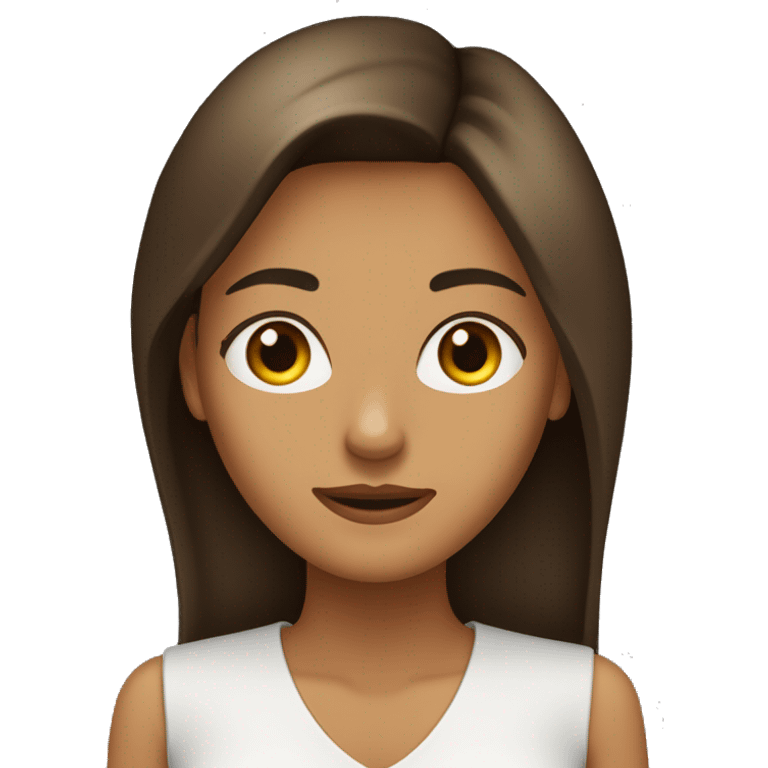 MUJER DE ROSTRO OVALADO, PELO CASTAÑO LARGO, OJOS MARRON OSCURO emoji