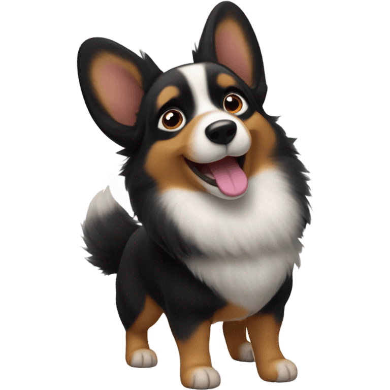 Black corgi spooting  emoji