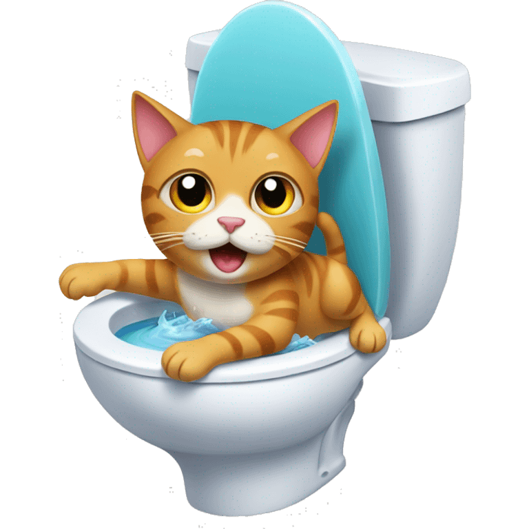 Cat surfing on a toilet  emoji