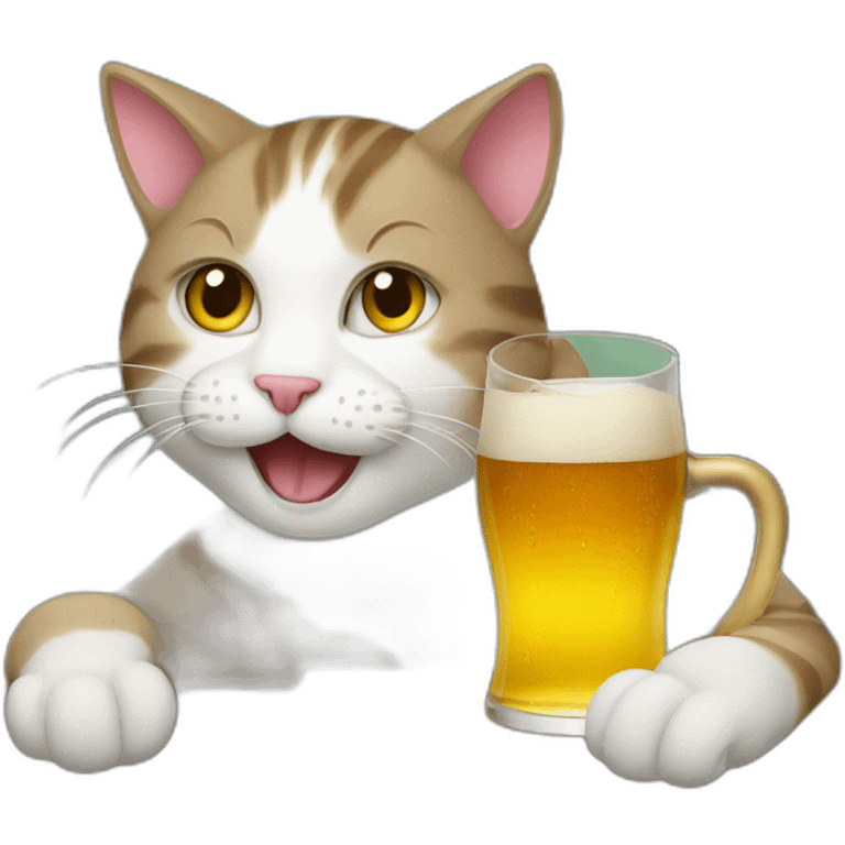 Cat and a beer emoji