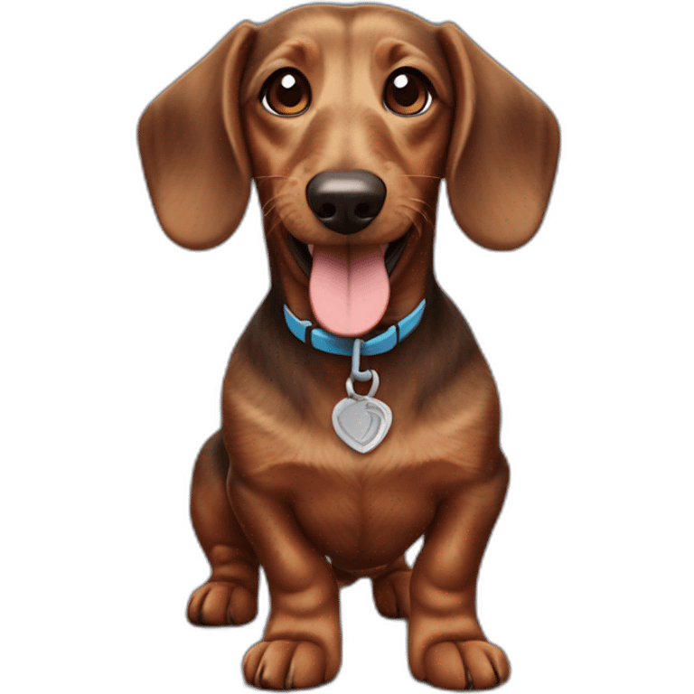 Happy brown wire-haired dachshund emoji