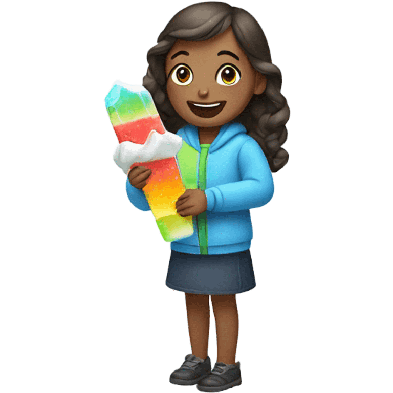 Girl eating an iceblock emoji