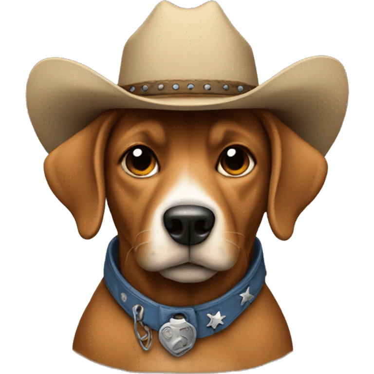 Dog wearing cowboy hate emoji