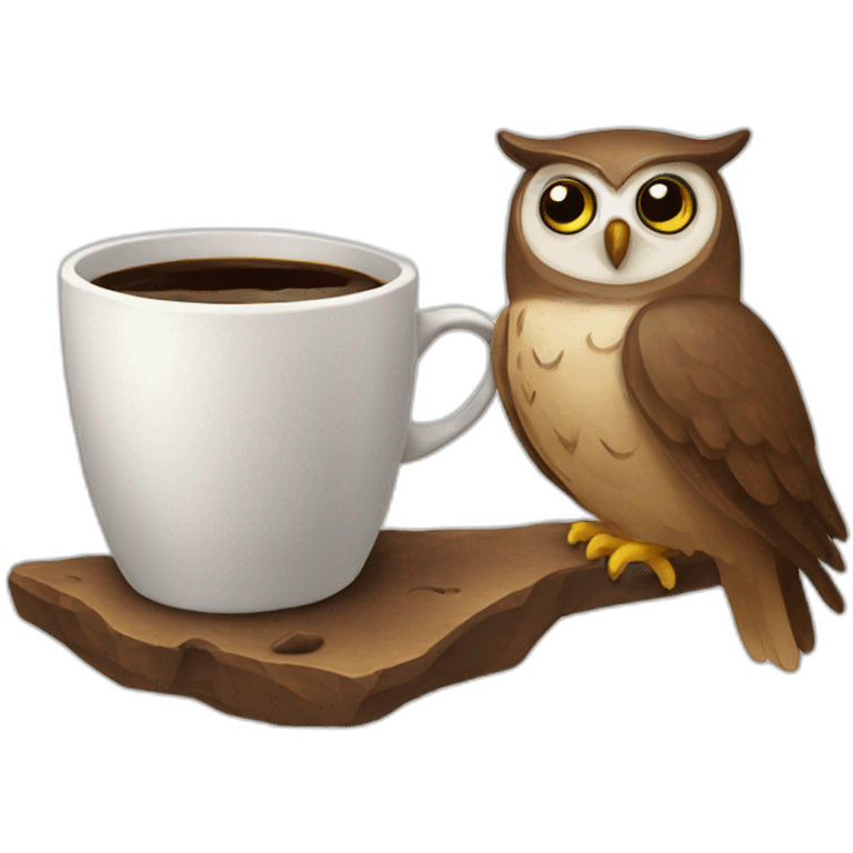 Owl and coffee emoji