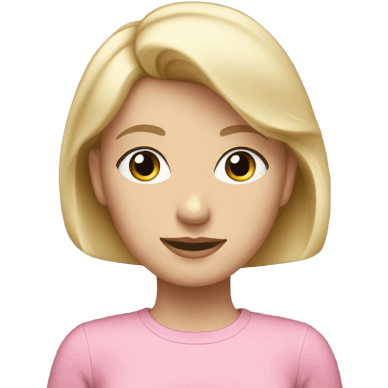 blonde woman with short hair and blue eyes, wearing a pink top emoji