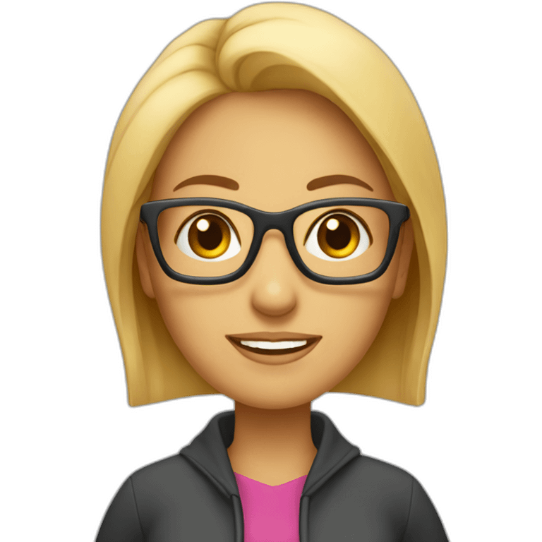 Mujer estudiante mediana edad rubia y con gafas emoji