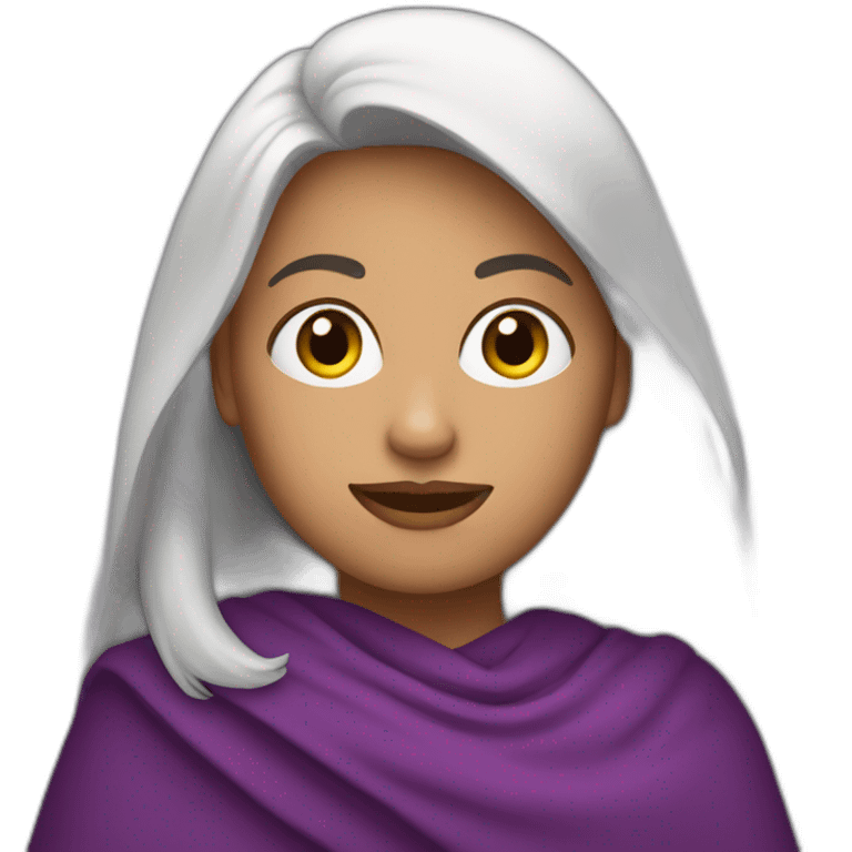 Emoji mujer con ruana morada emoji