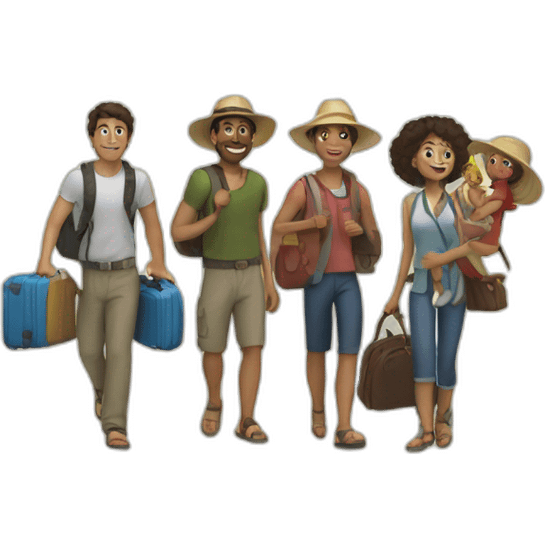 five people traveling in siciliy emoji