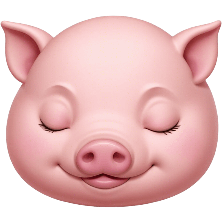 Meme-Worthy Cute Sleeping Pig Portrait Emoji, Head resting peacefully with a contented smile, showcasing a delightfully stout build and a luxuriously soft rosy-pink hide, eyes shut in a serene, restful nap, Simplified yet hilariously adorable features, highly detailed, glowing with a soft, drowsy light, high shine, relaxed and utterly lovable, stylized with an air of playful laziness, bright and heartwarming, soft glowing outline, capturing the essence of a comically sleepy pig, so meme-worthy it feels like it could instantly become the next viral sensation of adorable slumber! emoji