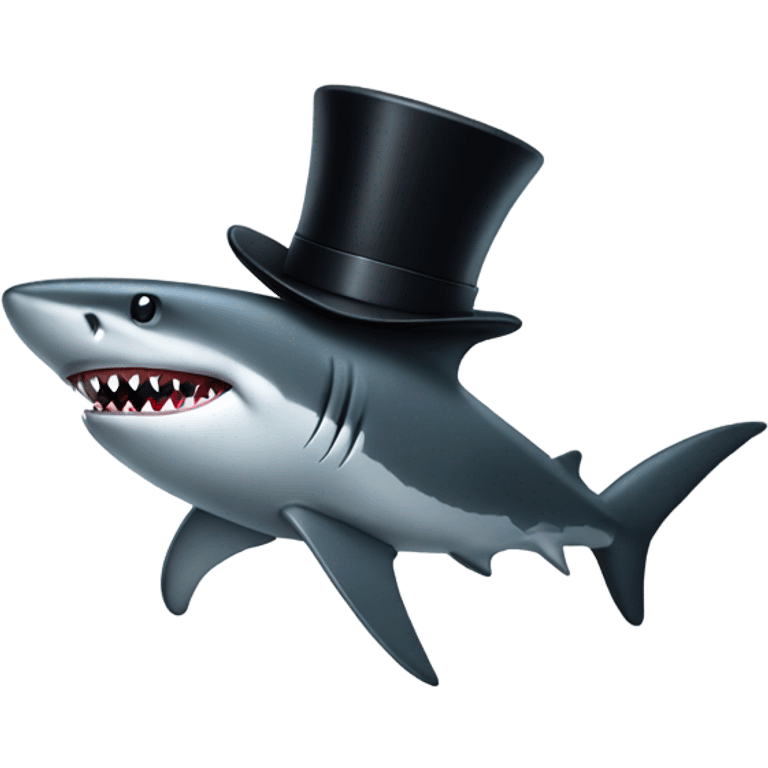 Shark with a top hat emoji