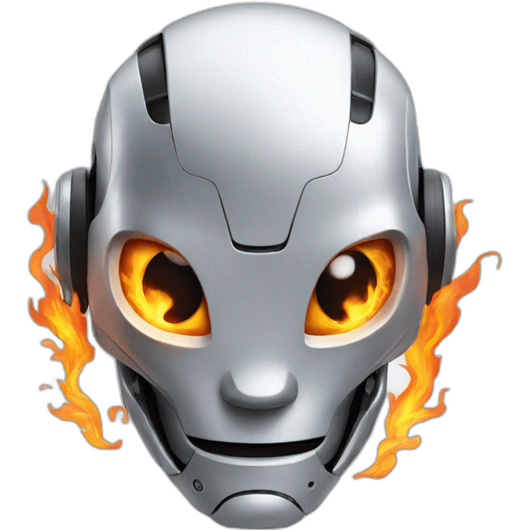 robot with fire emoji