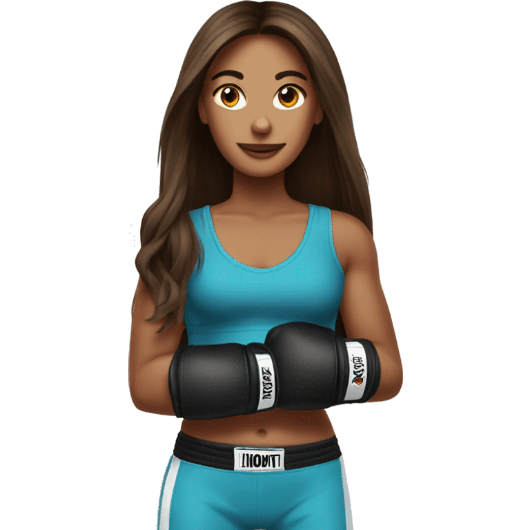 à beatiful long hair brunette with boxer gloves emoji